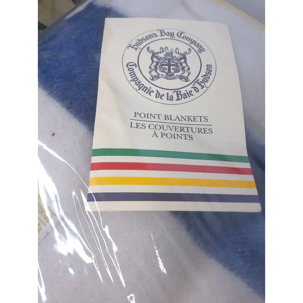 Vtg 1980s Hudson's Bay 8 Point King Wool Blanket Multi Stripe England New